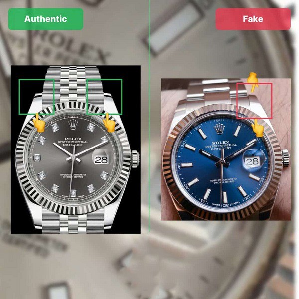 Đồng hồ Rolex Oyster Perpetual Datejust giả có sự khác biệt dễ nhận thấy so với đồng hồ chính hãng - Hình 1