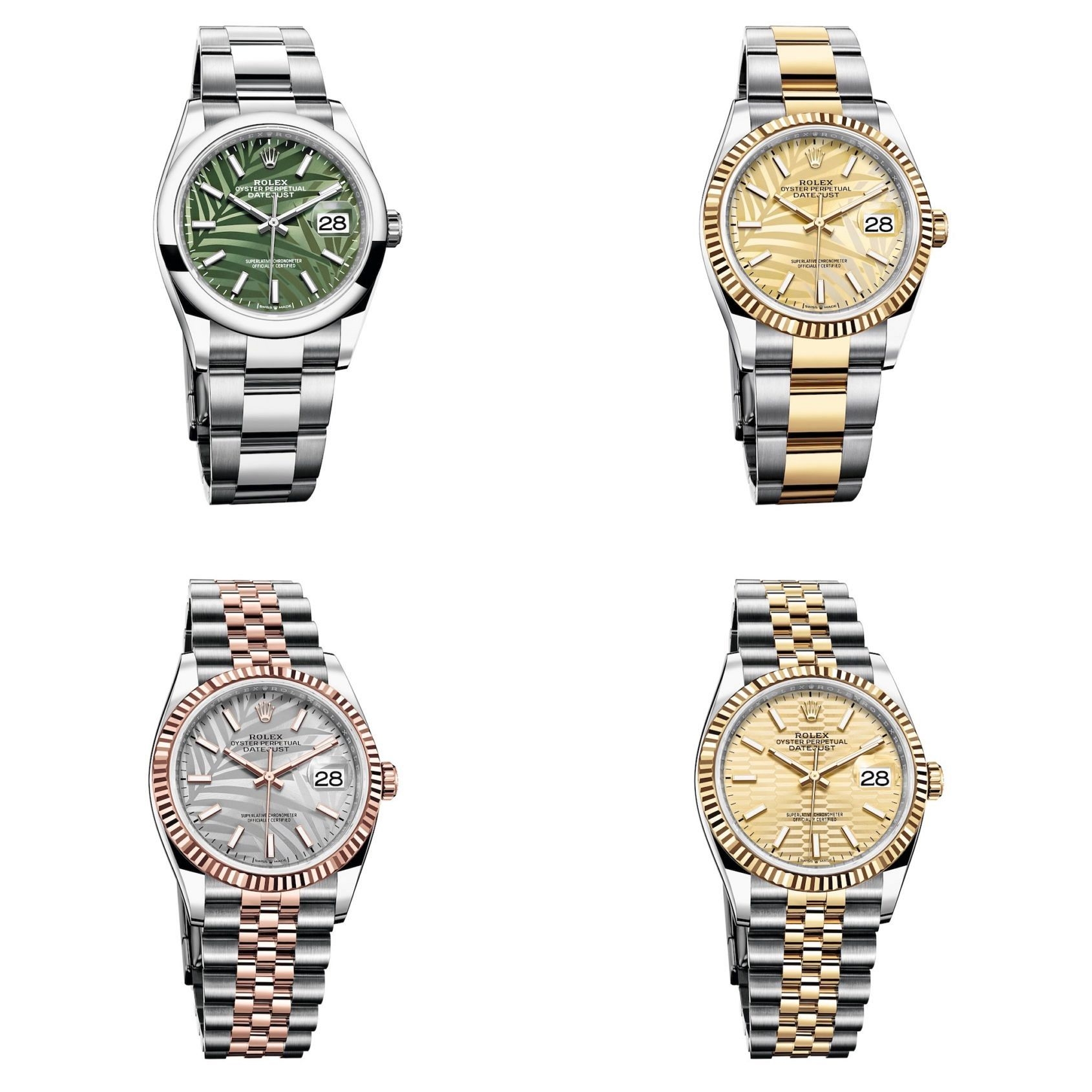 Đồng hồ Rolex Datejust 36 và các họa tiết “Palm” và “Fluted” mới