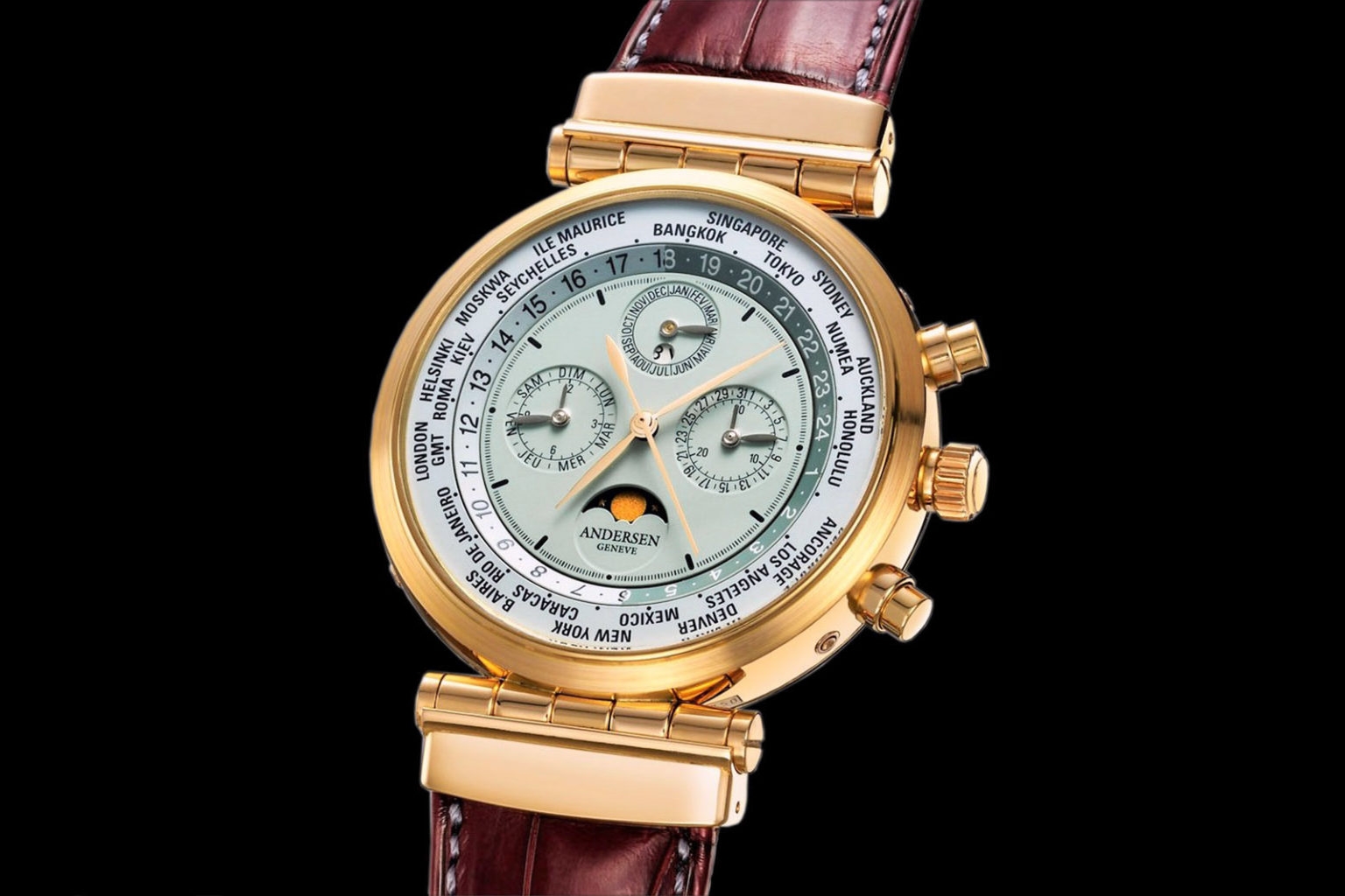 Một chiếc đồng hồ có chức năng chronograph, lịch vạn niên của Andersen Geneve