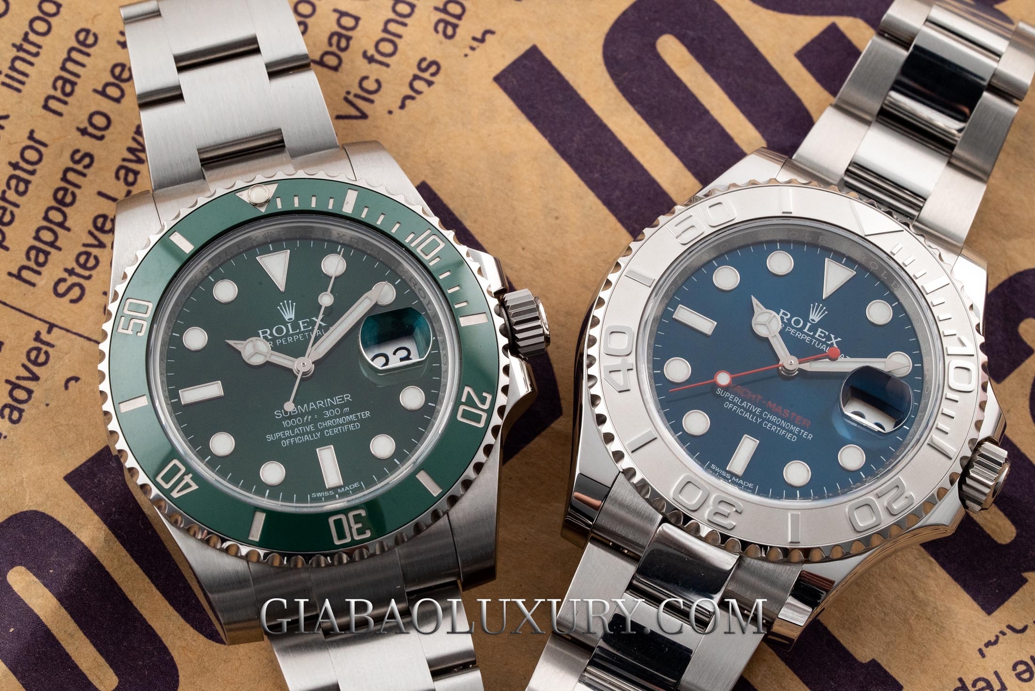 So sánh đồng hồ Rolex Yacht-Master 116622, Submariner Date "Hulk" 116610LV và GMT-Master II "Pepsi" 126710BLRO